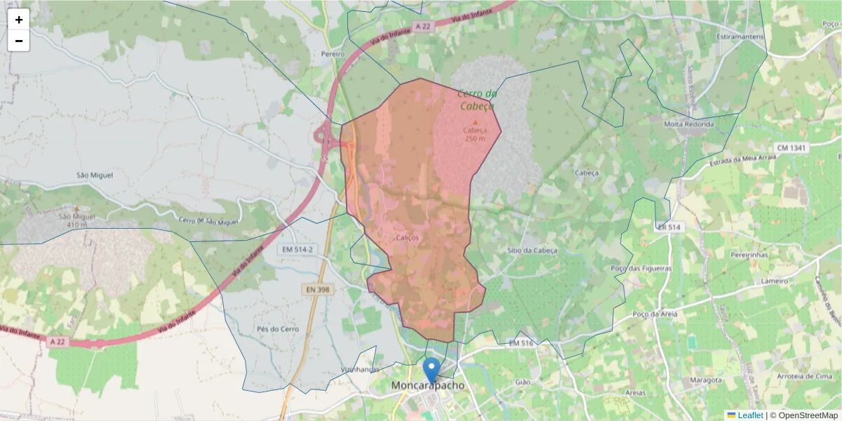 Mapa detalhado do código postal 8700-069 com limites, códigos postais vizinhos e agências dos correios