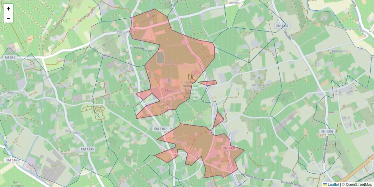 Mapa detalhado do código postal 8700-078 com limites, códigos postais vizinhos e agências dos correios