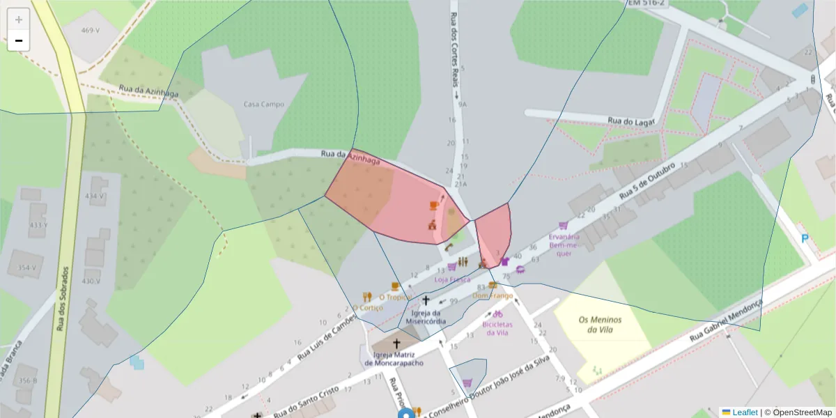 Mapa detalhado do código postal 8700-087 com limites, códigos postais vizinhos e agências dos correios