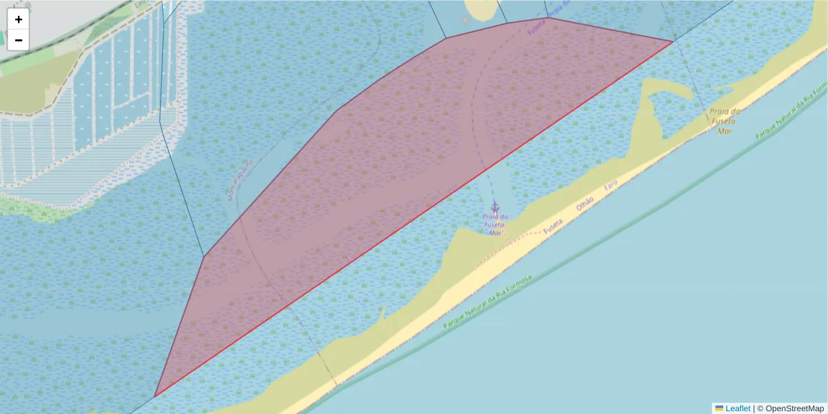 Mapa detalhado do código postal 8700-114 com limites, códigos postais vizinhos e agências dos correios