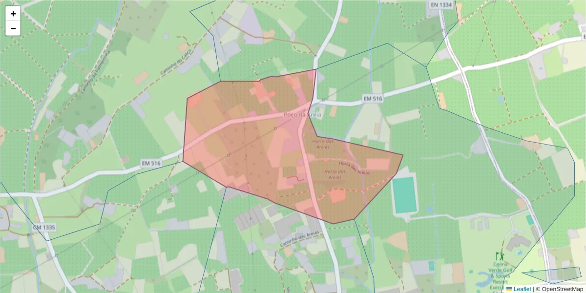 Mapa detalhado do código postal 8700-125 com limites, códigos postais vizinhos e agências dos correios