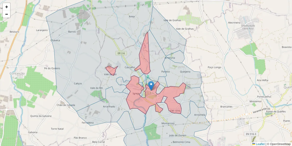 Mapa detalhado do código postal 8700-178 com limites, códigos postais vizinhos e agências dos correios