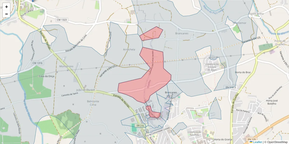 Mapa detalhado do código postal 8700-209 com limites, códigos postais vizinhos e agências dos correios