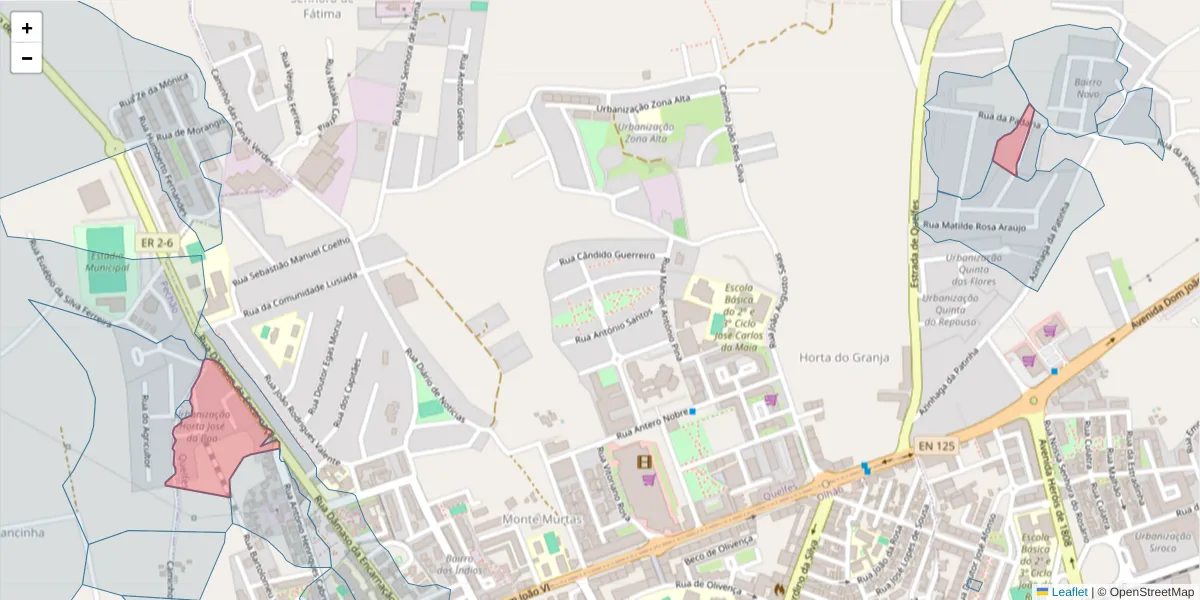 Mapa detalhado do código postal 8700-260 com limites, códigos postais vizinhos e agências dos correios