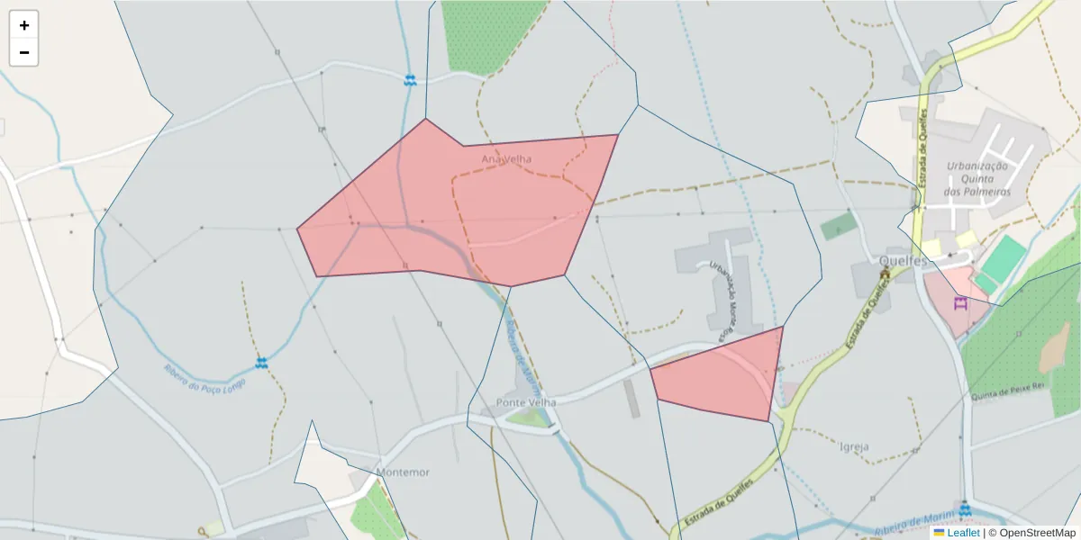 Mapa detalhado do código postal 8700-270 com limites, códigos postais vizinhos e agências dos correios