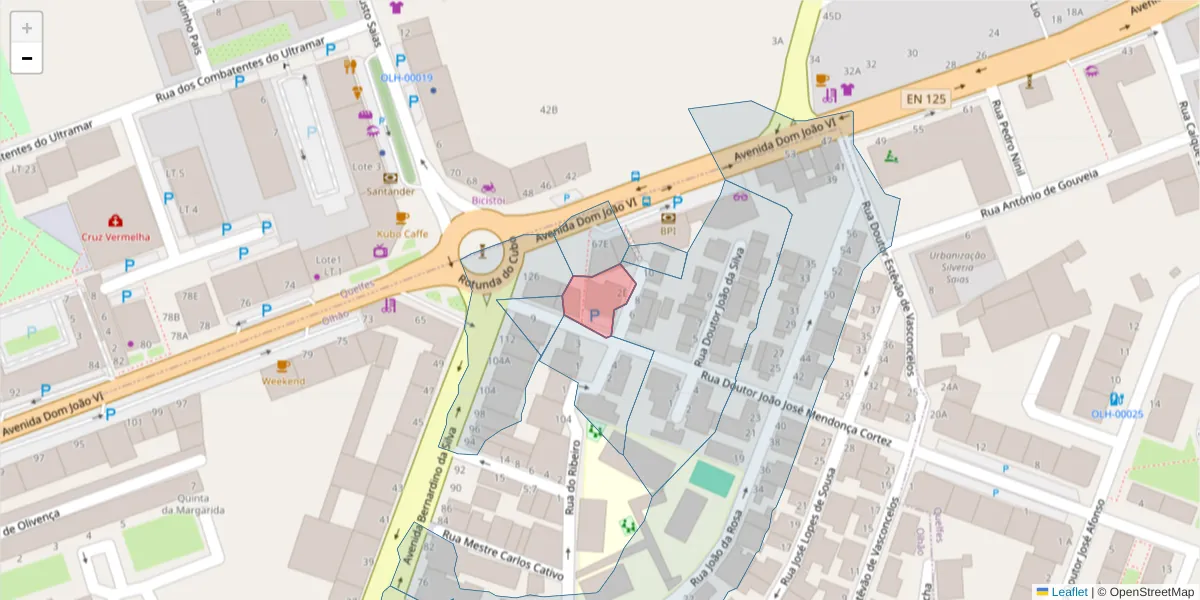 Mapa detalhado do código postal 8700-455 com limites, códigos postais vizinhos e agências dos correios