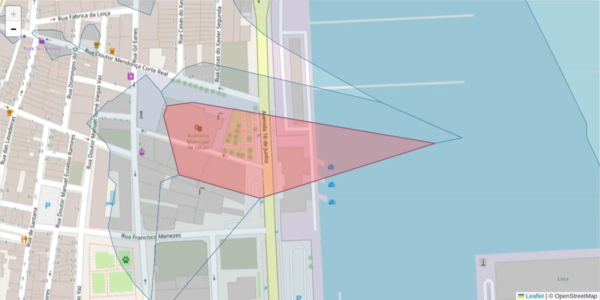 Mapa detalhado do código postal 8700-461 com limites, códigos postais vizinhos e agências dos correios