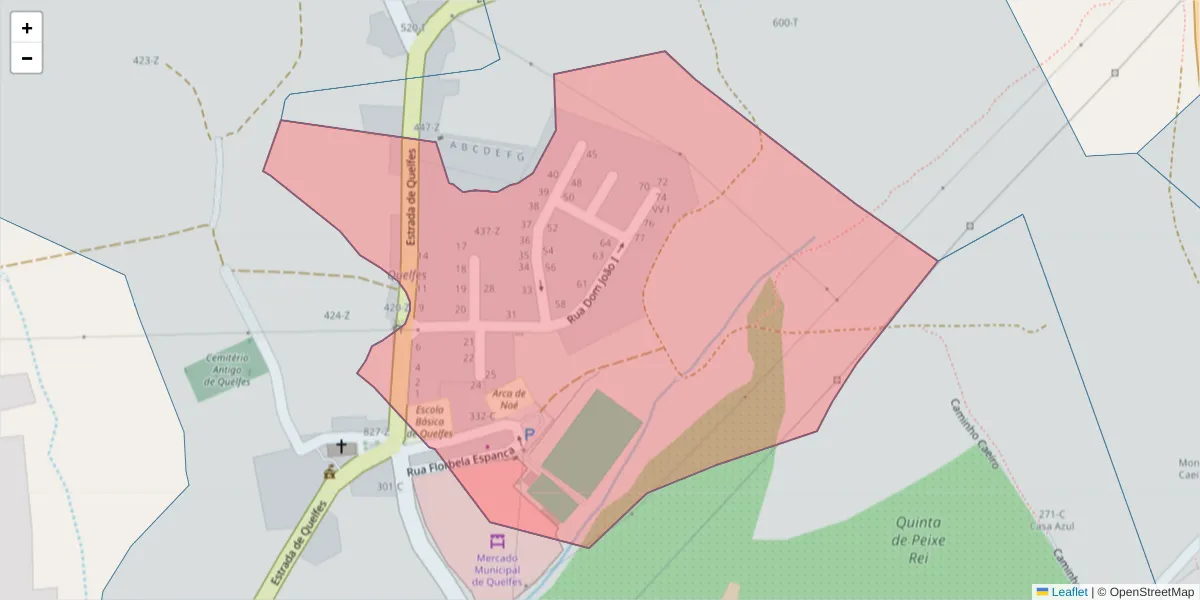 Mapa detalhado do código postal 8700-578 com limites, códigos postais vizinhos e agências dos correios