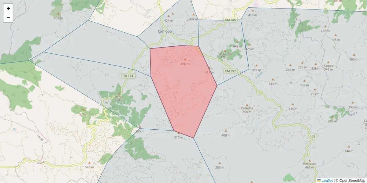 Mapa detalhado do código postal 8800-019 com limites, códigos postais vizinhos e agências dos correios
