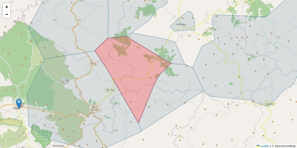 Mapa detalhado do código postal 8800-020 com limites, códigos postais vizinhos e agências dos correios