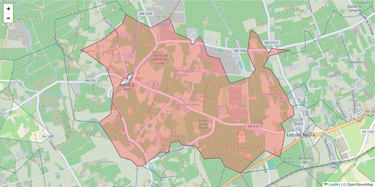 Mapa detalhado do código postal 8800-120 com limites, códigos postais vizinhos e agências dos correios