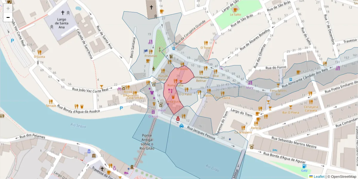 Mapa detalhado do código postal 8800-344 com limites, códigos postais vizinhos e agências dos correios