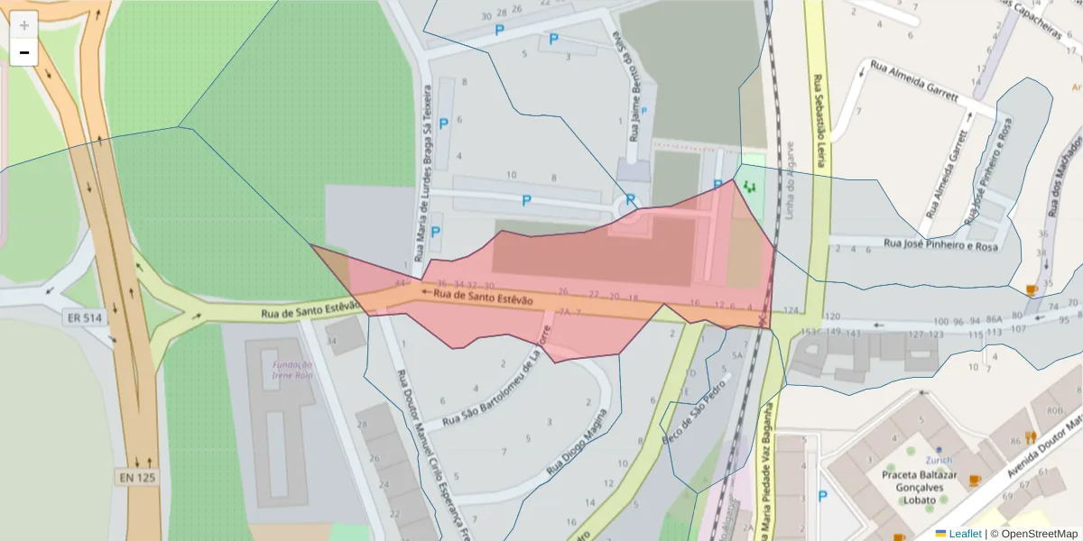 Mapa detalhado do código postal 8800-386 com limites, códigos postais vizinhos e agências dos correios