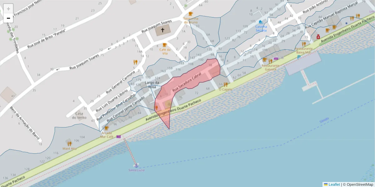 Mapa detalhado do código postal 8800-557 com limites, códigos postais vizinhos e agências dos correios