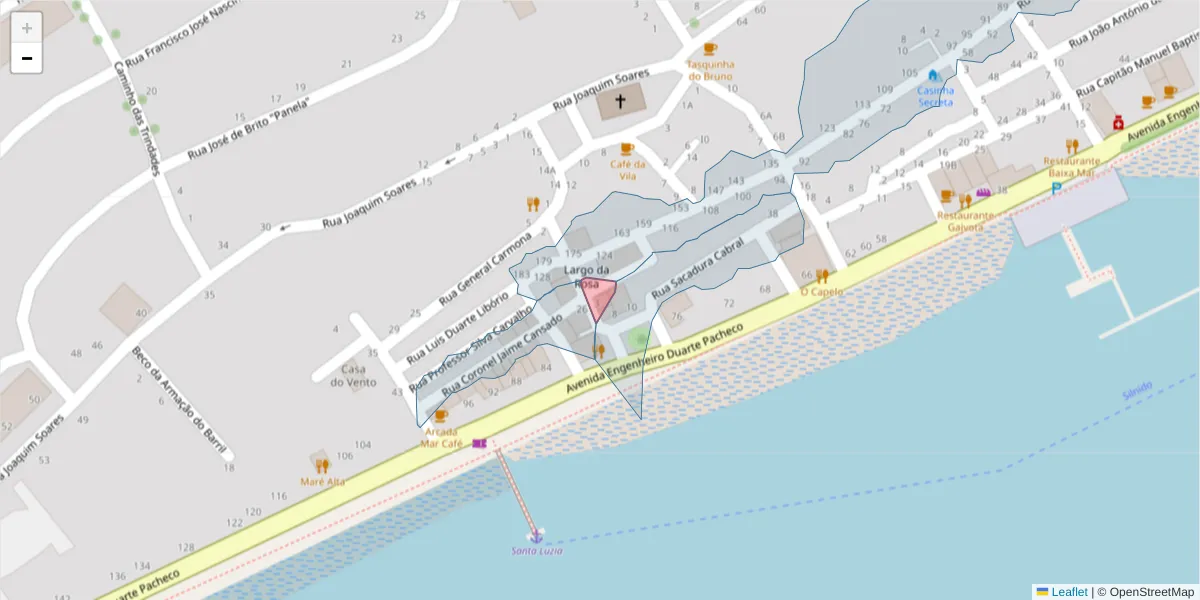 Mapa detalhado do código postal 8800-559 com limites, códigos postais vizinhos e agências dos correios