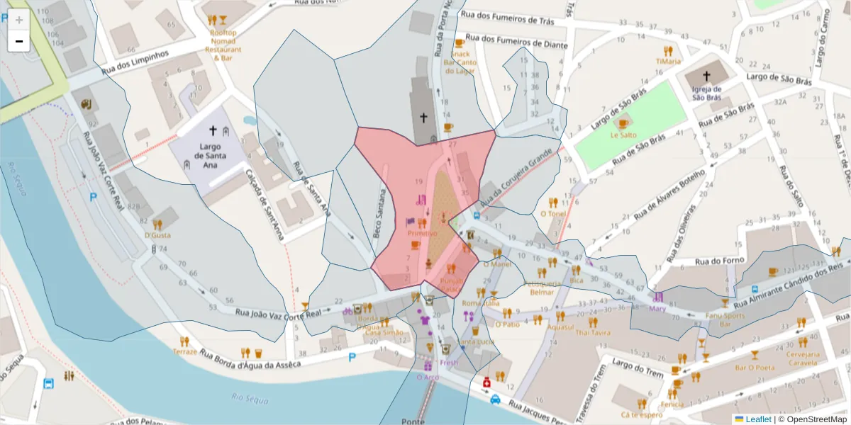 Mapa detalhado do código postal 8800-637 com limites, códigos postais vizinhos e agências dos correios