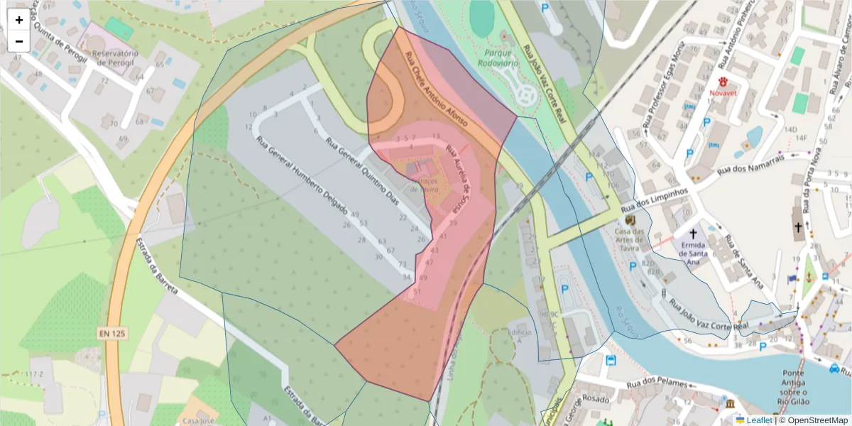 Mapa detalhado do código postal 8800-639 com limites, códigos postais vizinhos e agências dos correios