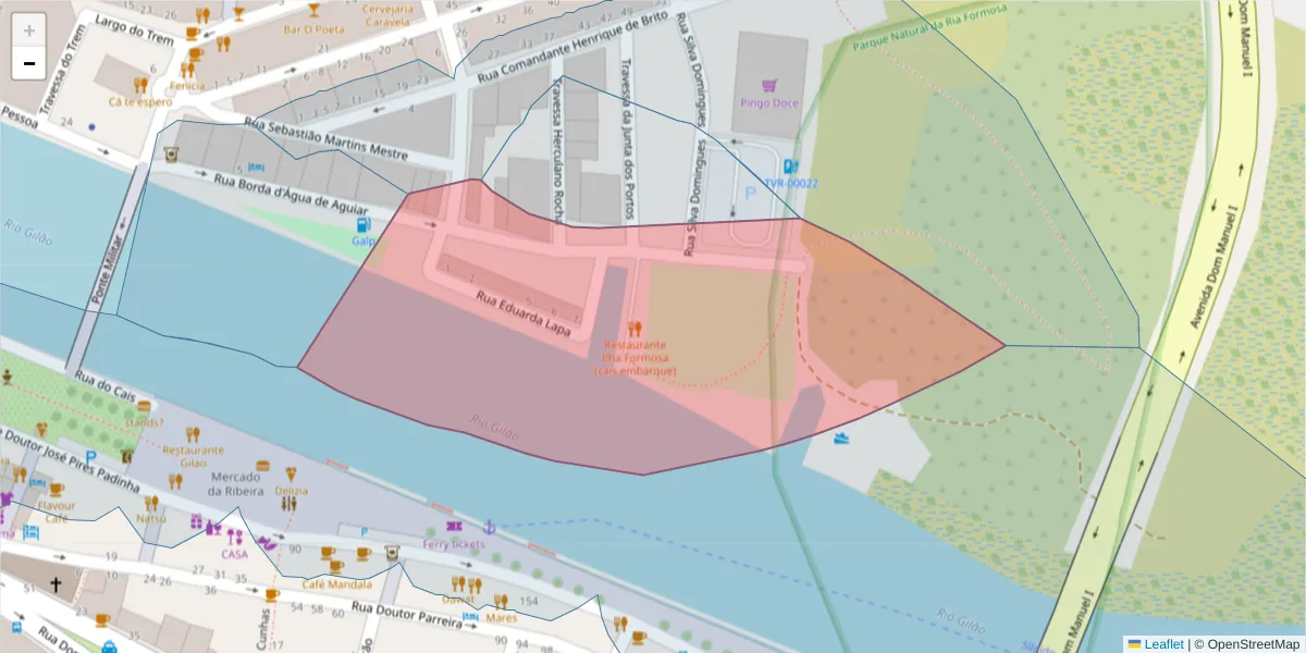 Mapa detalhado do código postal 8800-656 com limites, códigos postais vizinhos e agências dos correios