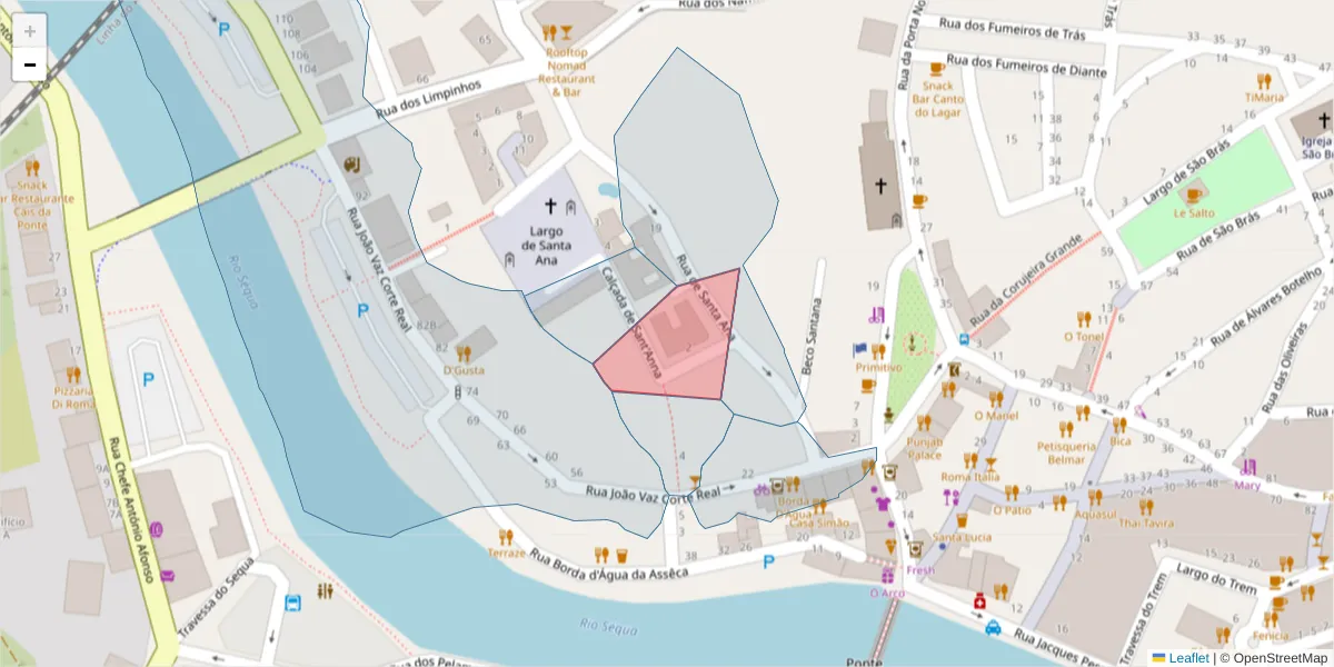 Mapa detalhado do código postal 8800-668 com limites, códigos postais vizinhos e agências dos correios