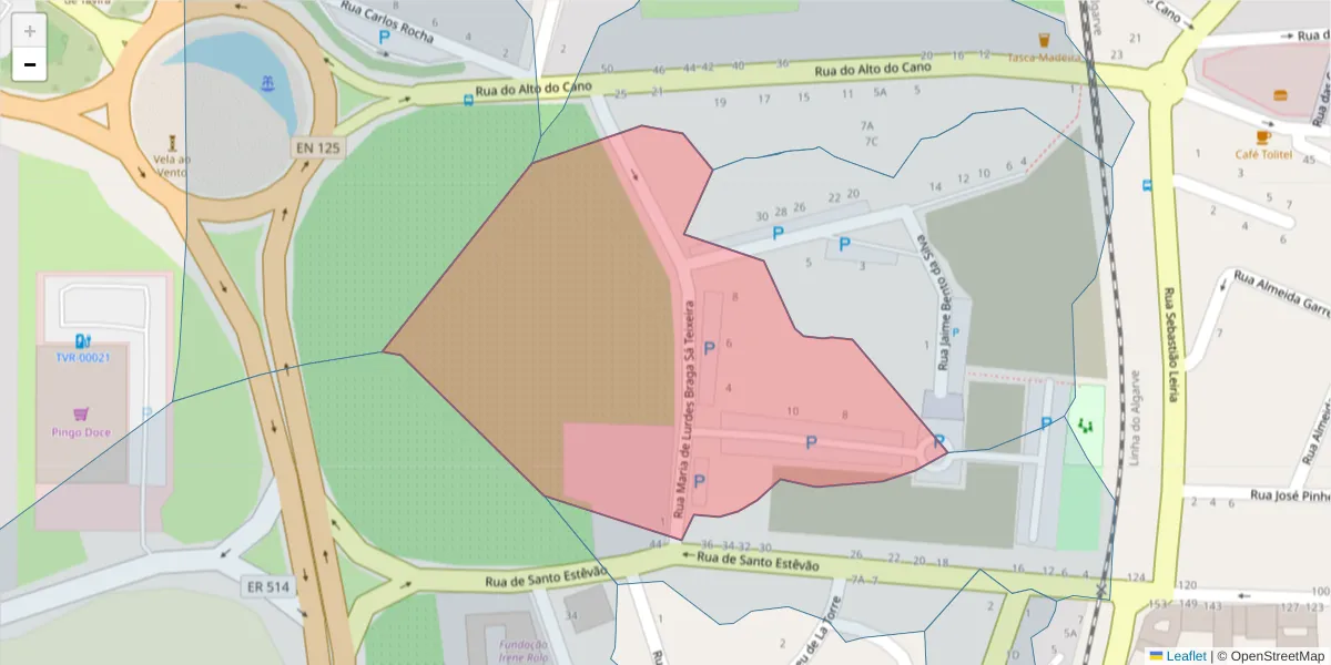 Mapa detalhado do código postal 8800-683 com limites, códigos postais vizinhos e agências dos correios
