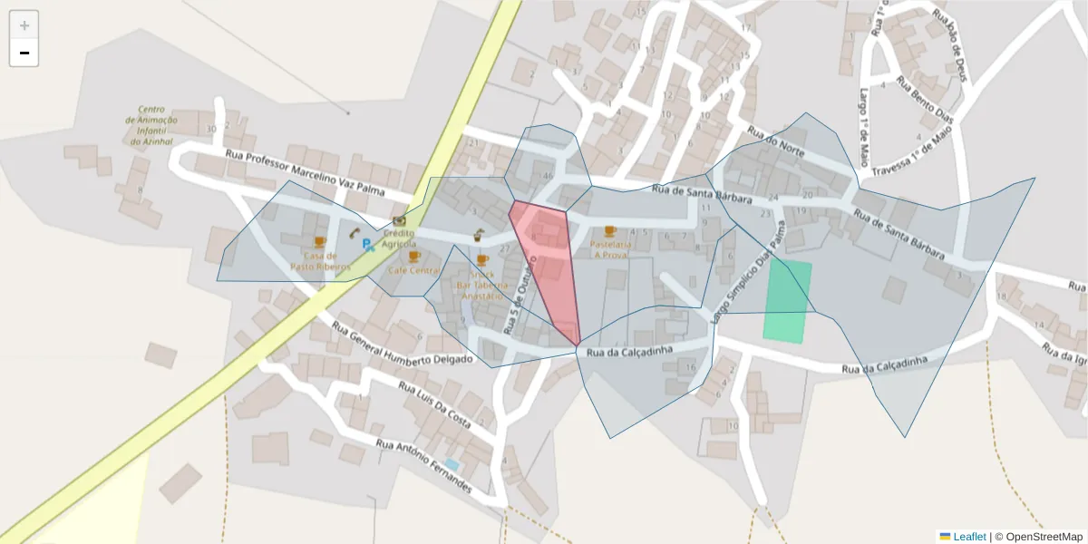 Mapa detalhado do código postal 8950-022 com limites, códigos postais vizinhos e agências dos correios