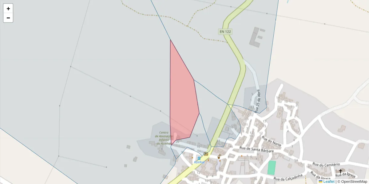 Mapa detalhado do código postal 8950-025 com limites, códigos postais vizinhos e agências dos correios