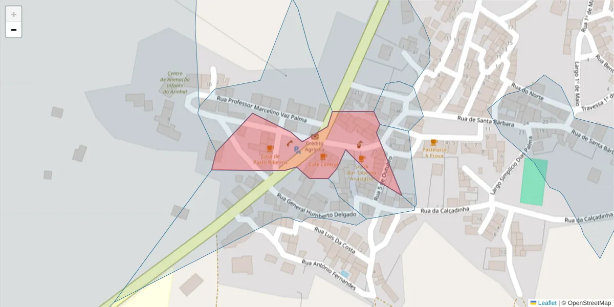 Mapa detalhado do código postal 8950-029 com limites, códigos postais vizinhos e agências dos correios