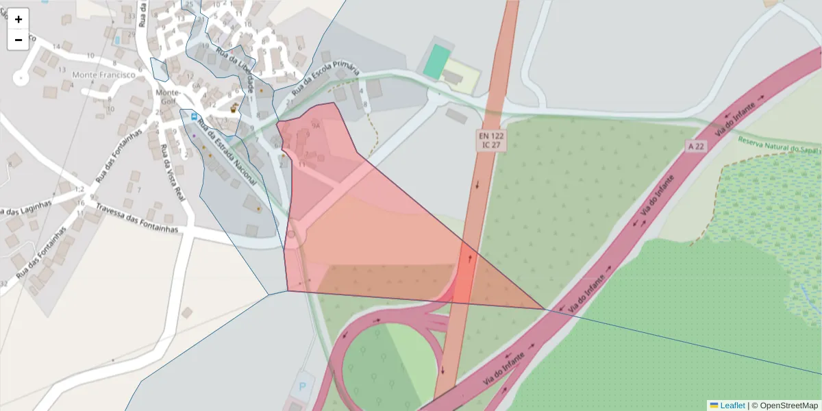 Mapa detalhado do código postal 8950-204 com limites, códigos postais vizinhos e agências dos correios