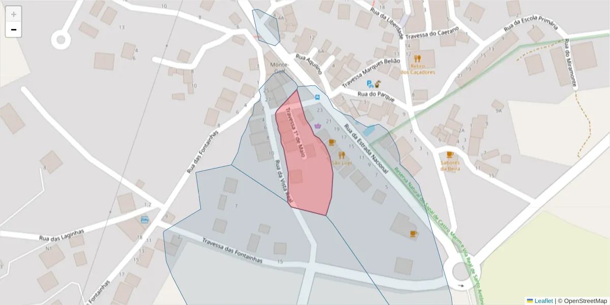 Mapa detalhado do código postal 8950-226 com limites, códigos postais vizinhos e agências dos correios
