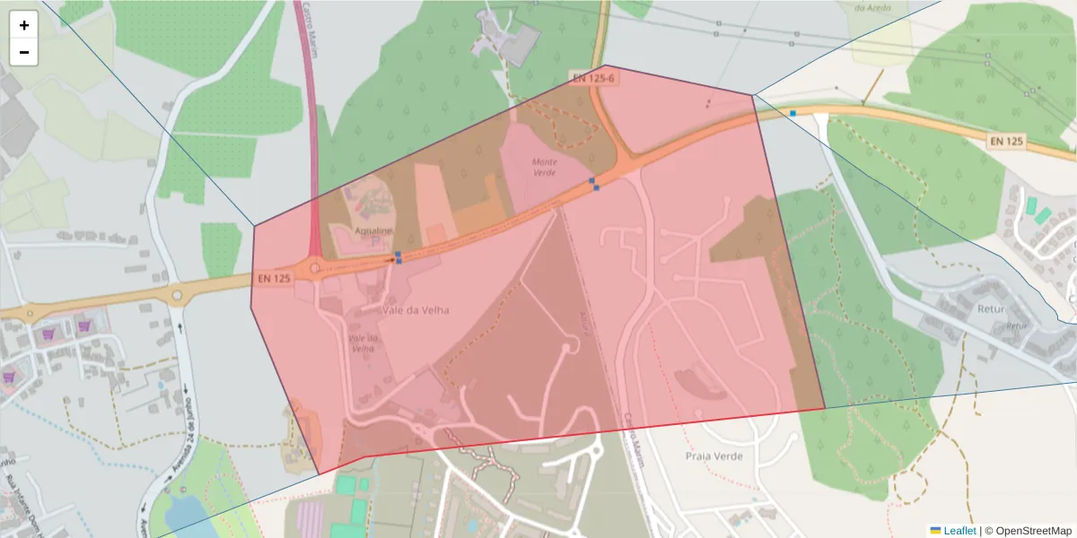 Mapa detalhado do código postal 8950-434 Castro Marim com limites, códigos postais vizinhos e agências dos correios