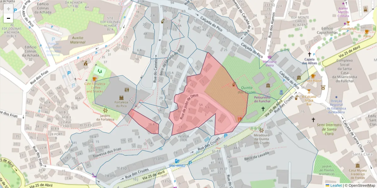 Mapa detalhado do código postal 9000-028 com limites, códigos postais vizinhos e agências dos correios
