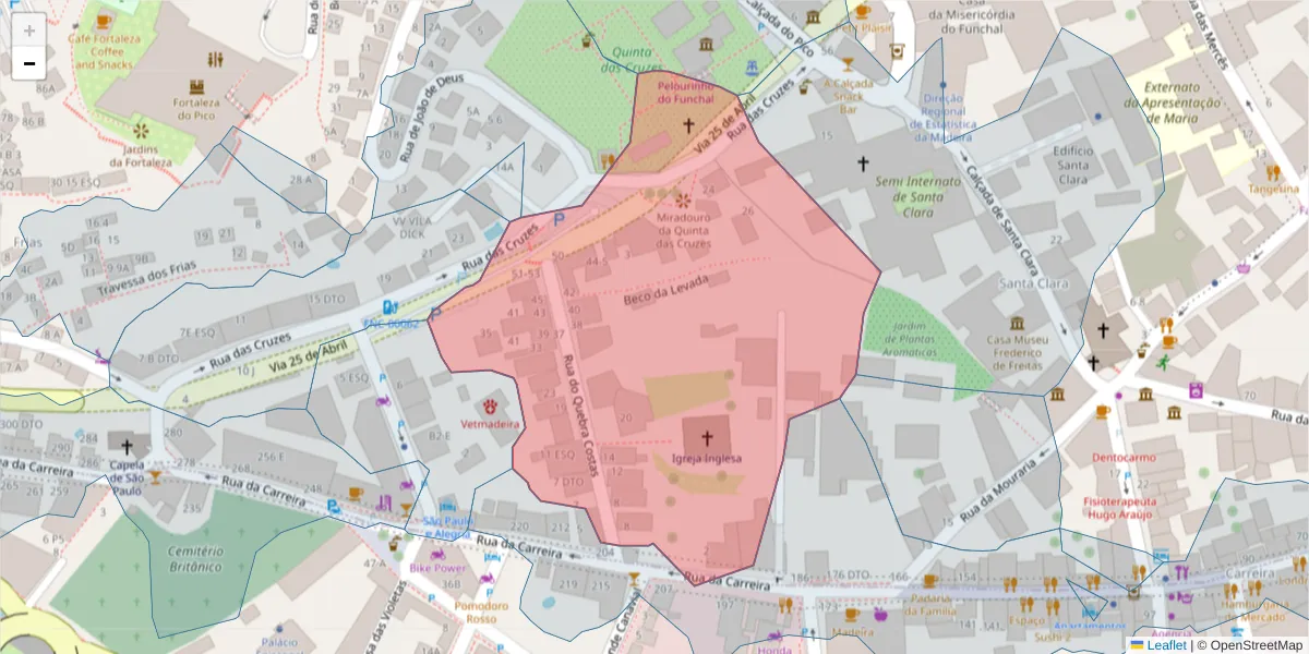 Mapa detalhado do código postal 9000-034 com limites, códigos postais vizinhos e agências dos correios