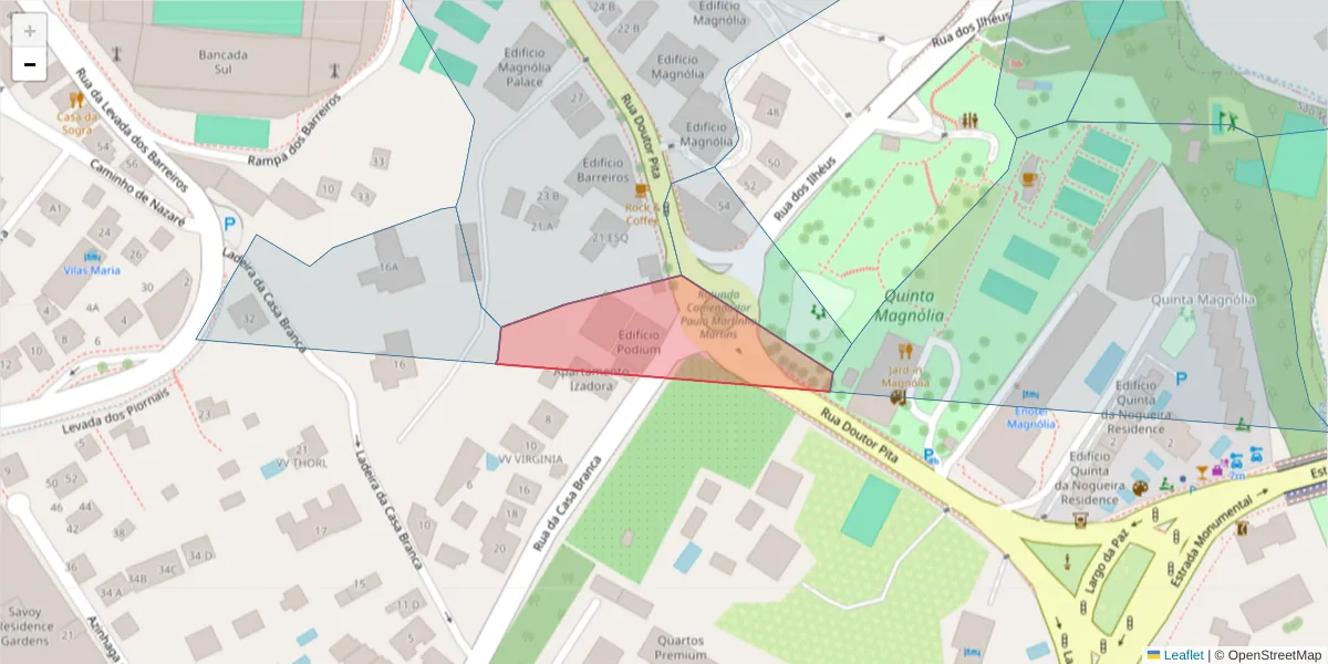 Mapa detalhado do código postal 9000-088 com limites, códigos postais vizinhos e agências dos correios