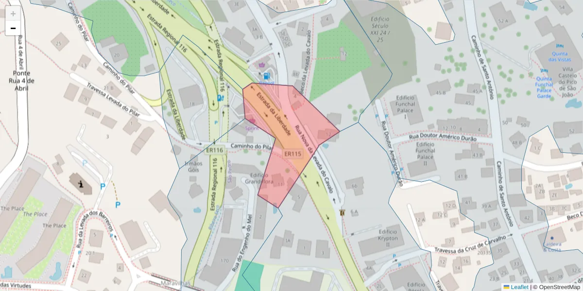 Mapa detalhado do código postal 9000-175 com limites, códigos postais vizinhos e agências dos correios