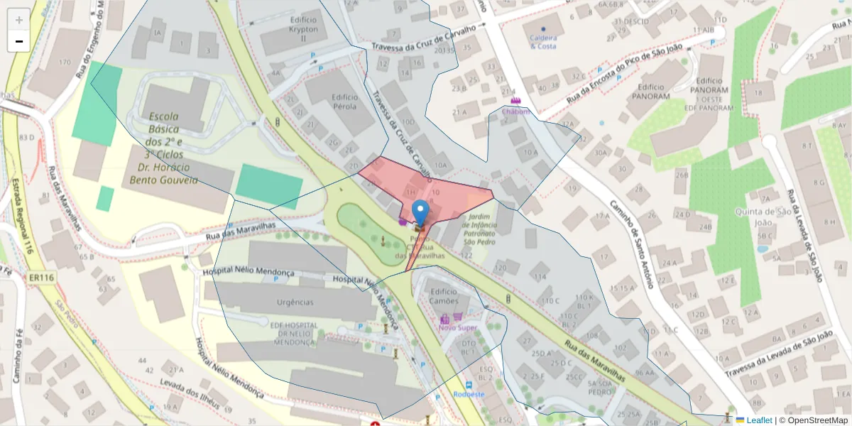 Mapa detalhado do código postal 9000-178 com limites, códigos postais vizinhos e agências dos correios