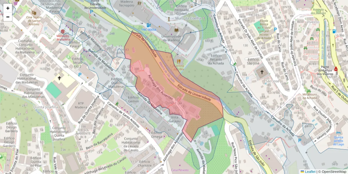Mapa detalhado do código postal 9000-179 com limites, códigos postais vizinhos e agências dos correios