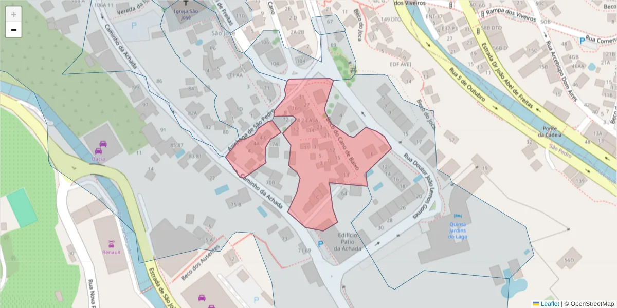 Mapa detalhado do código postal 9000-213 com limites, códigos postais vizinhos e agências dos correios