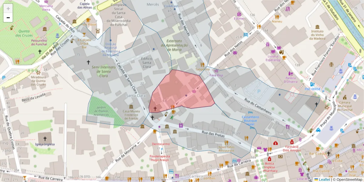 Mapa detalhado do código postal 9000-219 com limites, códigos postais vizinhos e agências dos correios