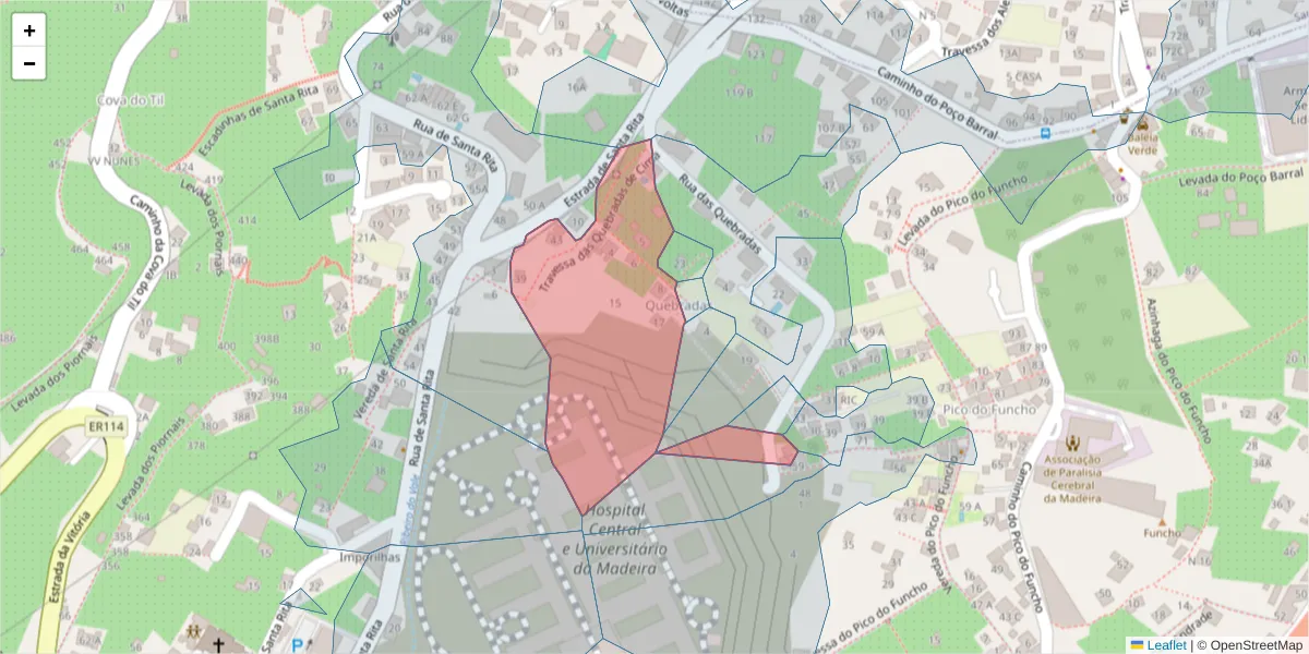 Mapa detalhado do código postal 9000-234 com limites, códigos postais vizinhos e agências dos correios