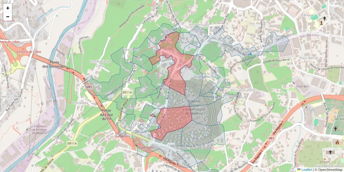Mapa detalhado do código postal 9000-238 com limites, códigos postais vizinhos e agências dos correios
