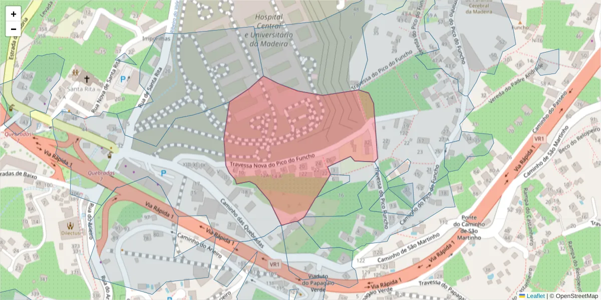 Mapa detalhado do código postal 9000-240 com limites, códigos postais vizinhos e agências dos correios