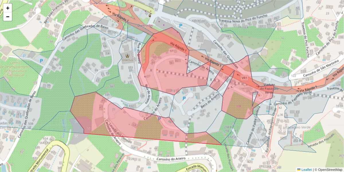 Mapa detalhado do código postal 9000-243 com limites, códigos postais vizinhos e agências dos correios