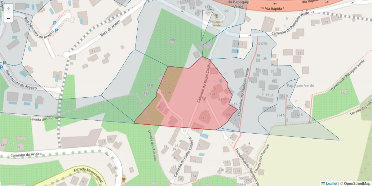 Mapa detalhado do código postal 9000-255 com limites, códigos postais vizinhos e agências dos correios