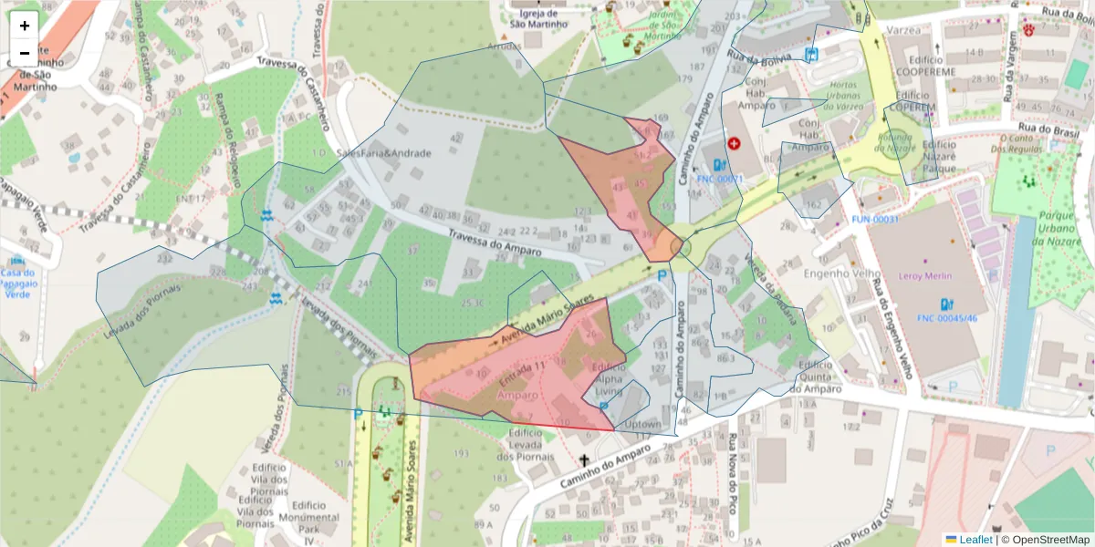 Mapa detalhado do código postal 9000-263 com limites, códigos postais vizinhos e agências dos correios