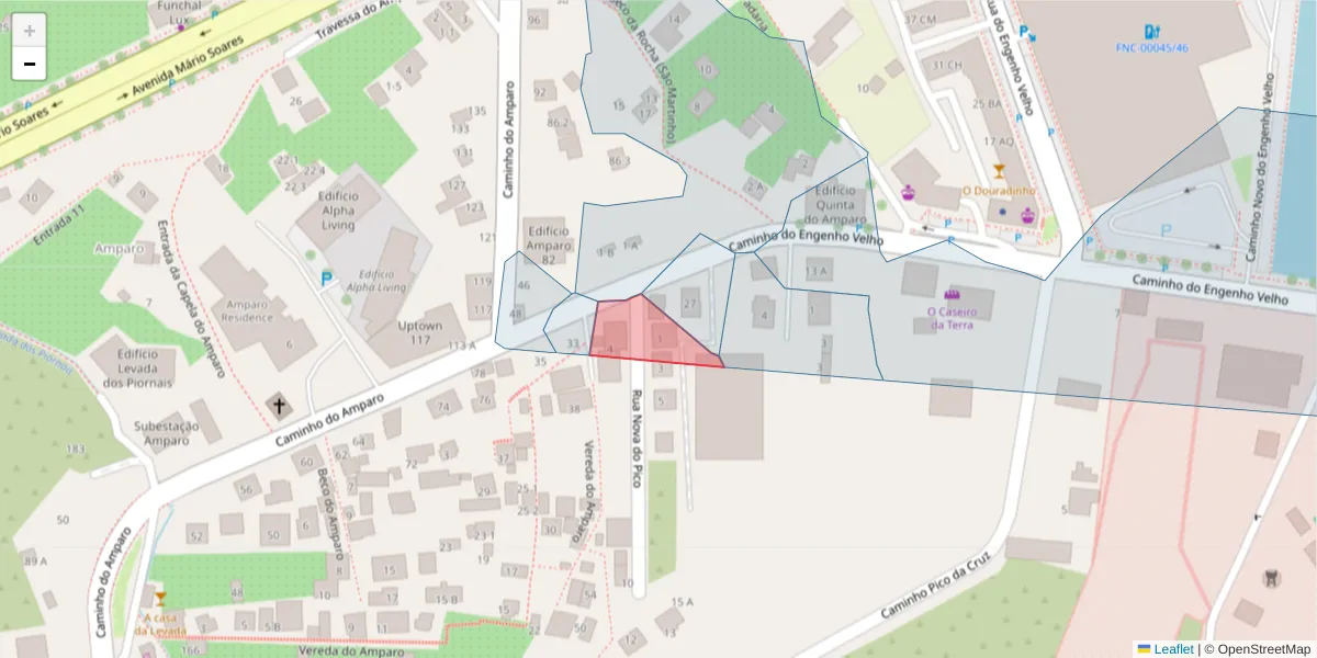 Mapa detalhado do código postal 9000-266 com limites, códigos postais vizinhos e agências dos correios