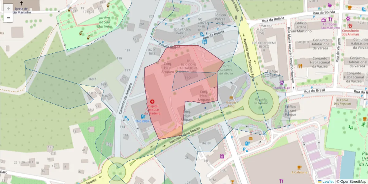 Mapa detalhado do código postal 9000-276 com limites, códigos postais vizinhos e agências dos correios