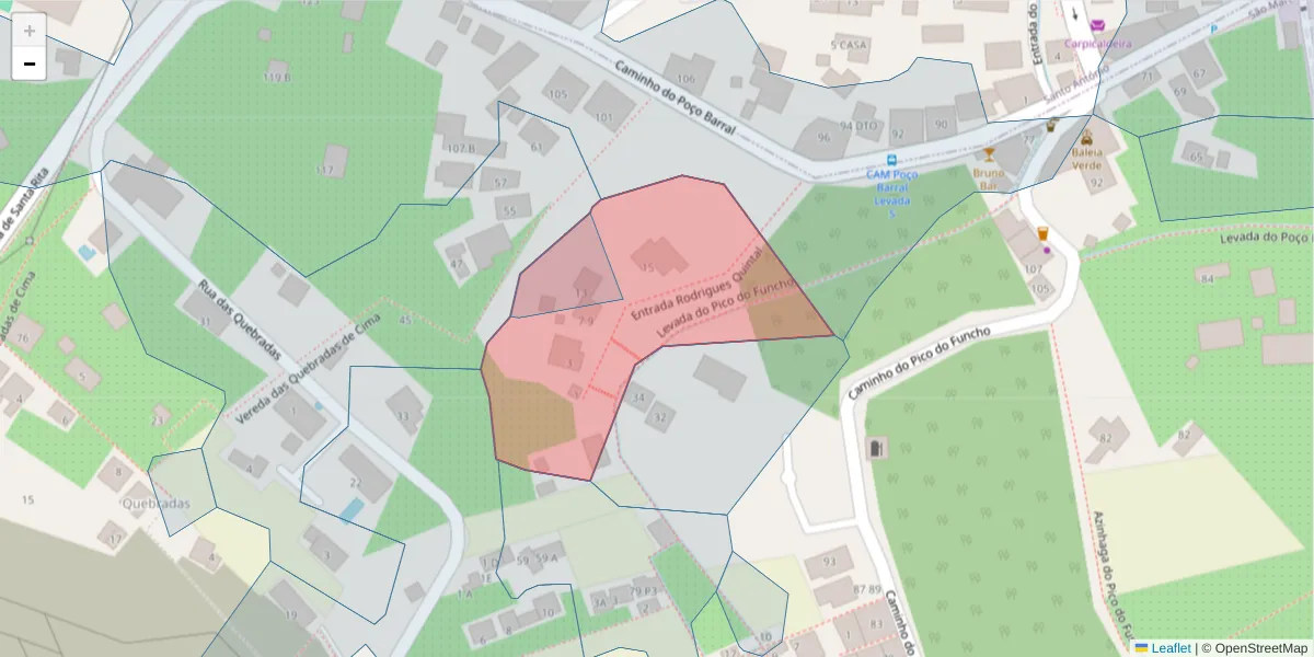 Mapa detalhado do código postal 9000-281 com limites, códigos postais vizinhos e agências dos correios