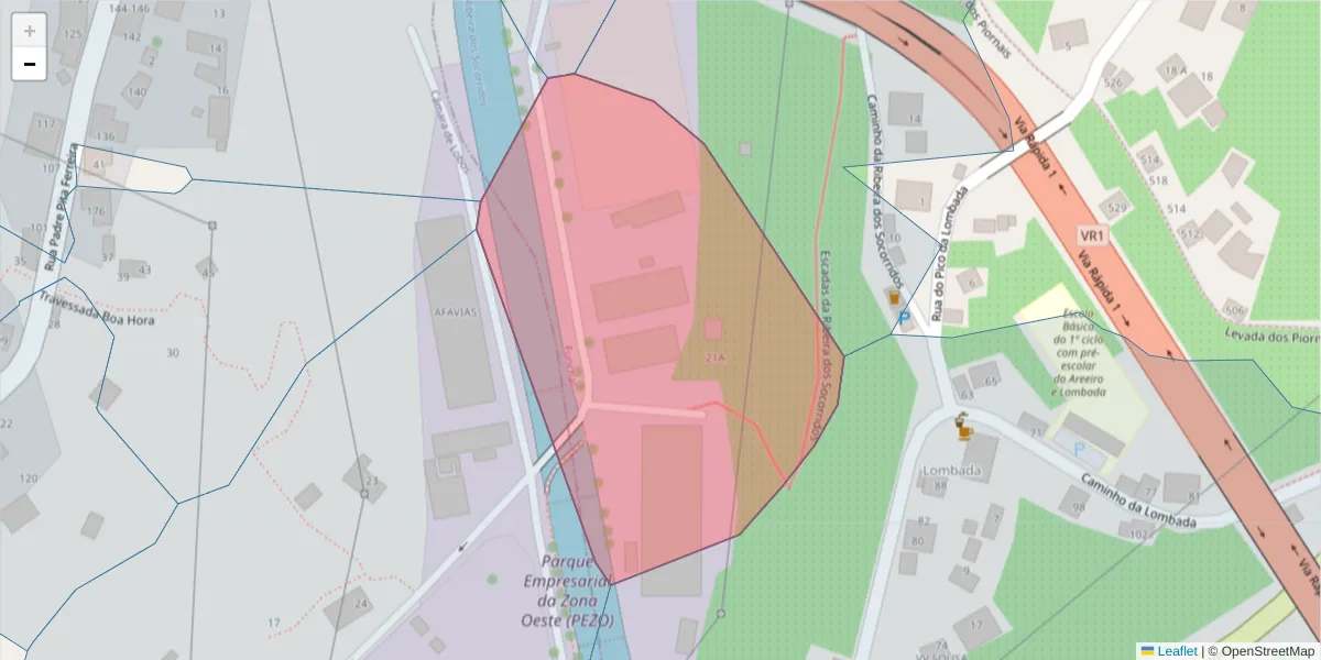 Mapa detalhado do código postal 9000-427 com limites, códigos postais vizinhos e agências dos correios