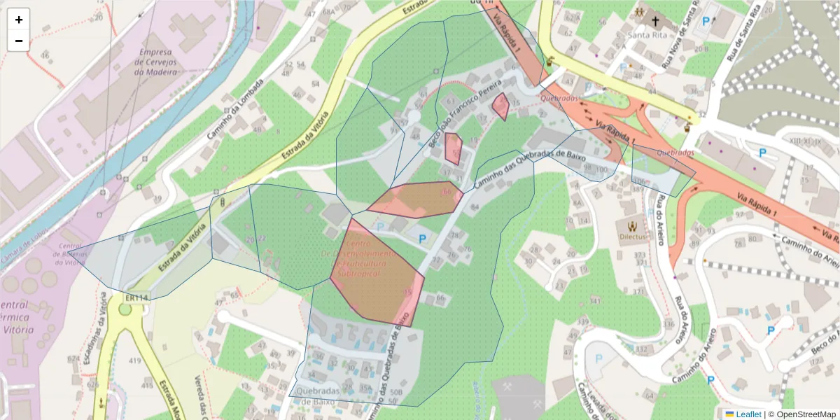 Mapa detalhado do código postal 9000-633 com limites, códigos postais vizinhos e agências dos correios