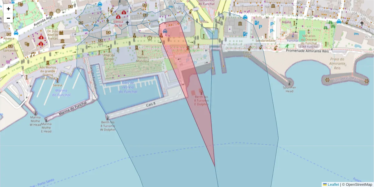 Mapa detalhado do código postal 9000-643 com limites, códigos postais vizinhos e agências dos correios